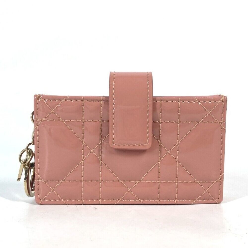 CHRISTIAN DIOR Cannage Lady Dior card holder case accordion enamel Card Case